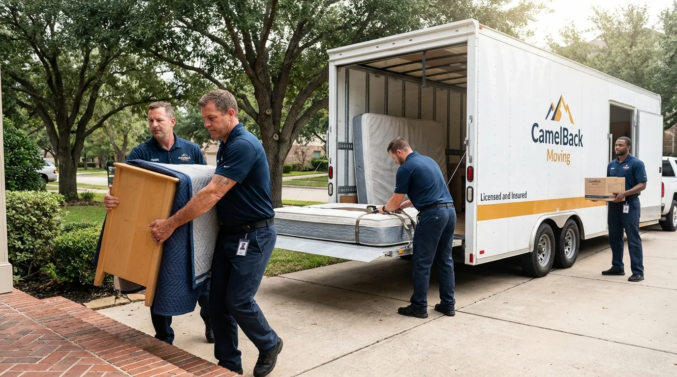 Crew loading residential truck for cross-state move from Bude, MS
